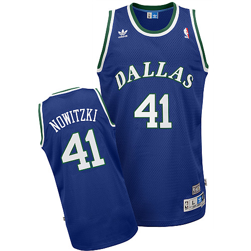  NBA Dallas Mavericks 41 Dirk Nowitzki Retro Swingman Road Blue Jersey